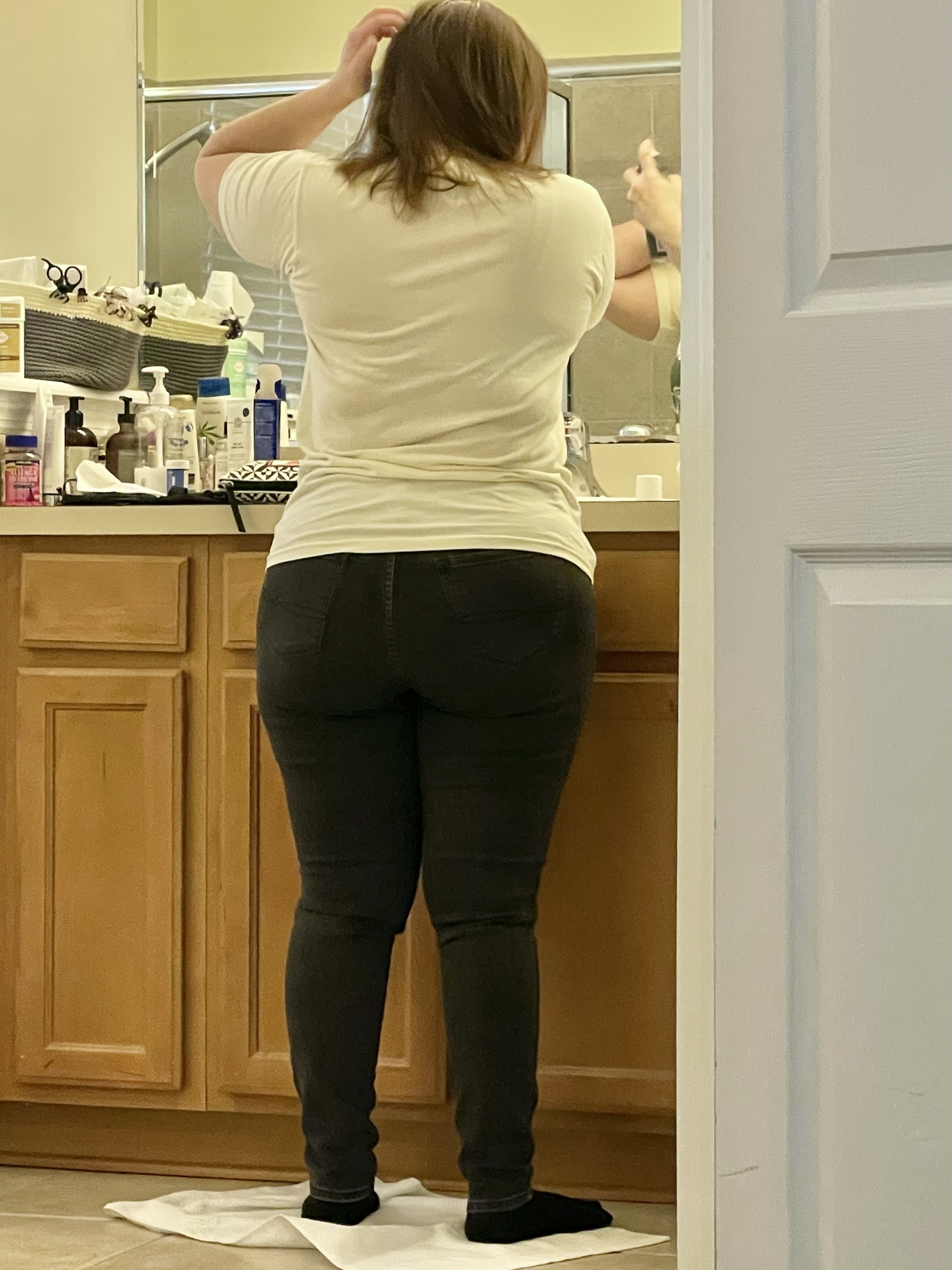 Fat ass wife getting ready after shower